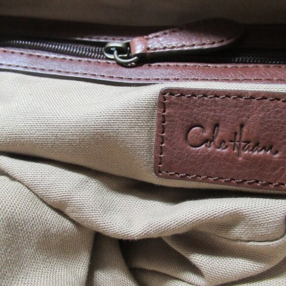 Cole Haan Suede Leather Shoulder Purse Brown - Picture 5 of 9
